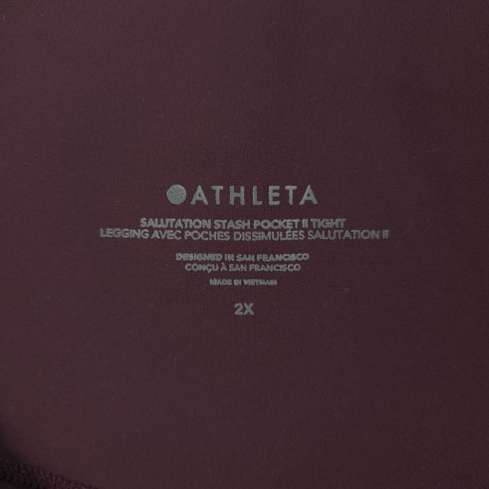 ATHLETA Salutation Stash Pocket || Tight Leggings Spiced Cabernet Burgundy 2X - Picture 2 of 9